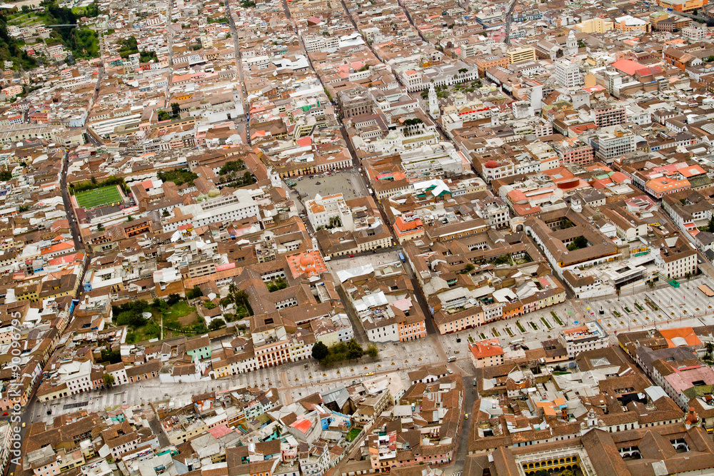 Aerial photo of old town Quito, Ecuador