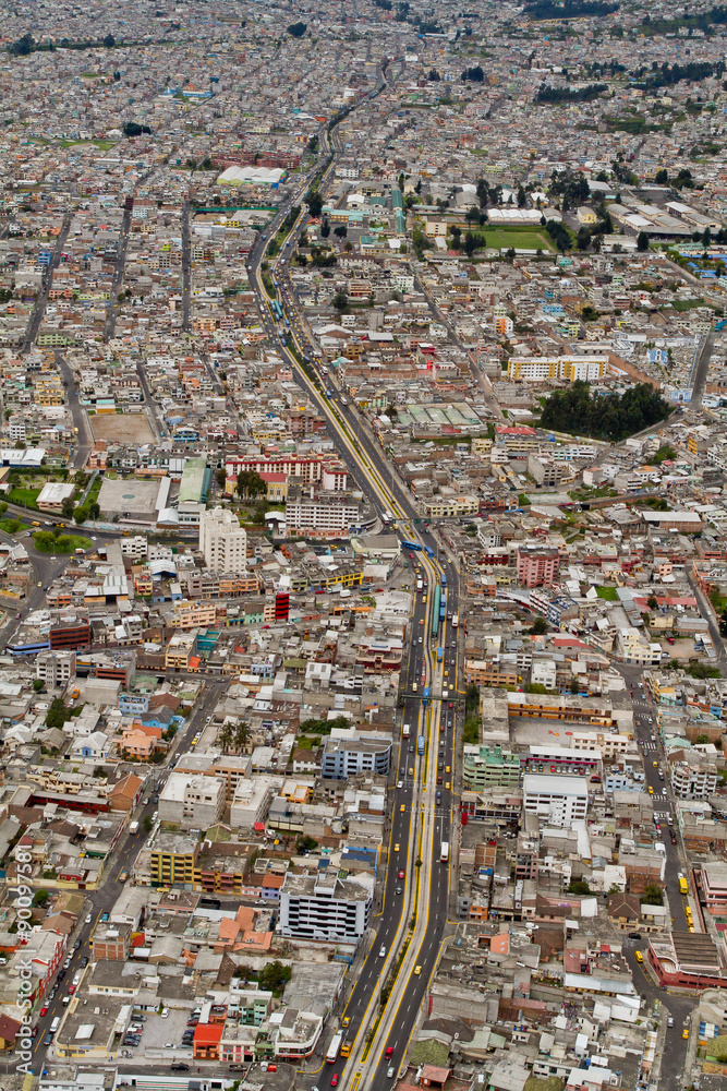 Aerial photo of the south of Quito, Ecuador