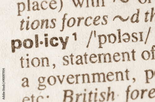 Dictionary definition of word policy