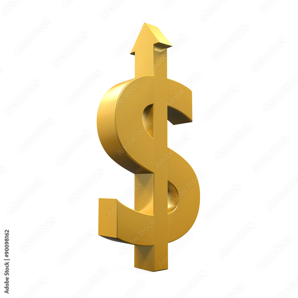 Obraz premium Dollar Sign With Growing Up Arrow