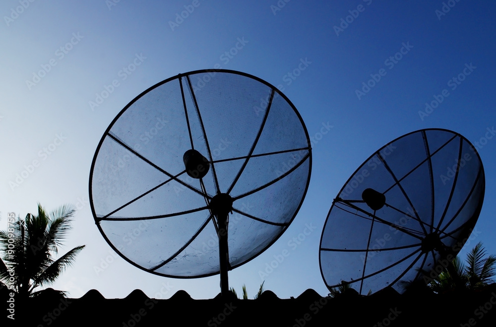Silhouette telecommunication satelite dish