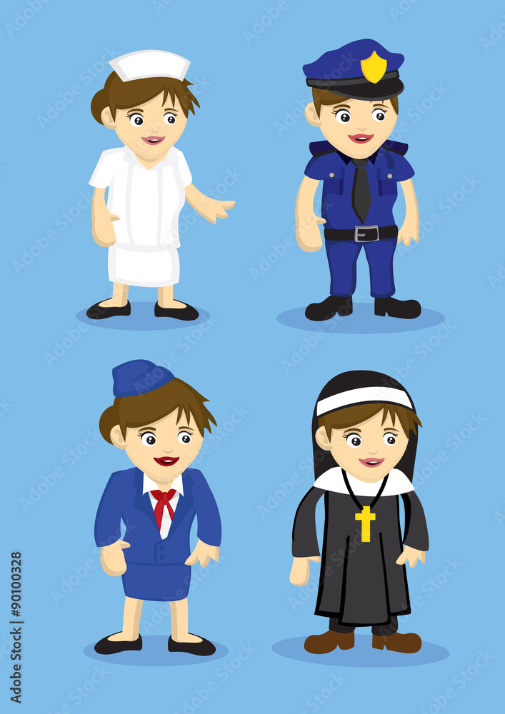 Jobs and Occupation Woman Uniform Vector Icon
