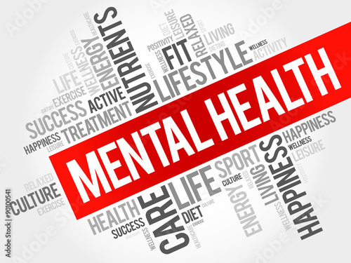 Mental health word cloud, health concept