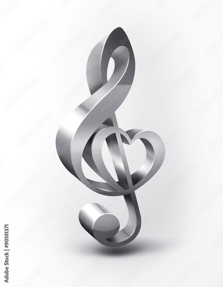 Obraz premium metal treble clef