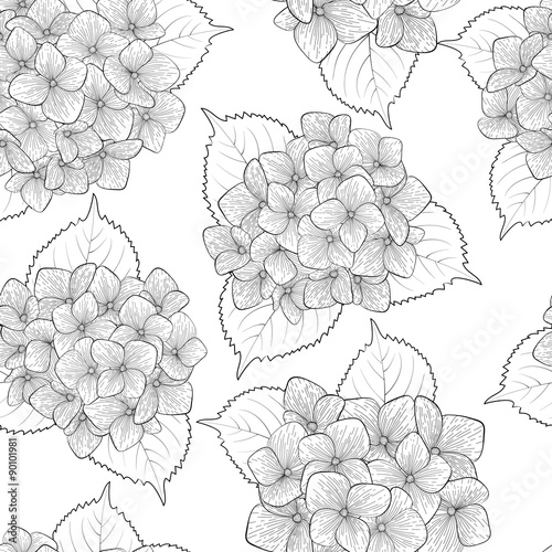 seamless background with black and white flowers