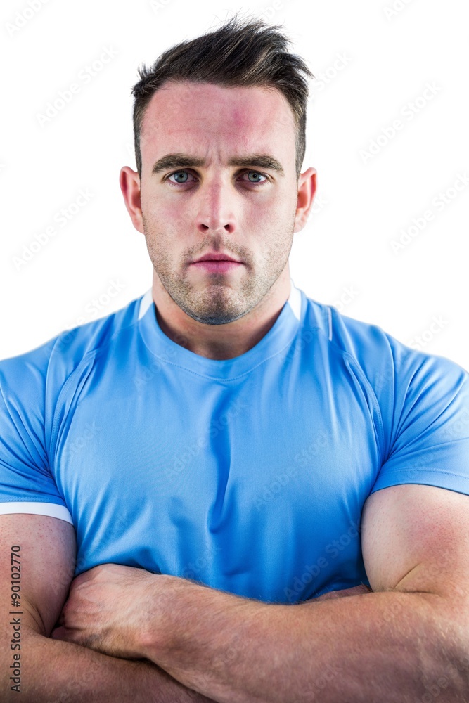 Rugby player looking at camera Rugby player looking at camera