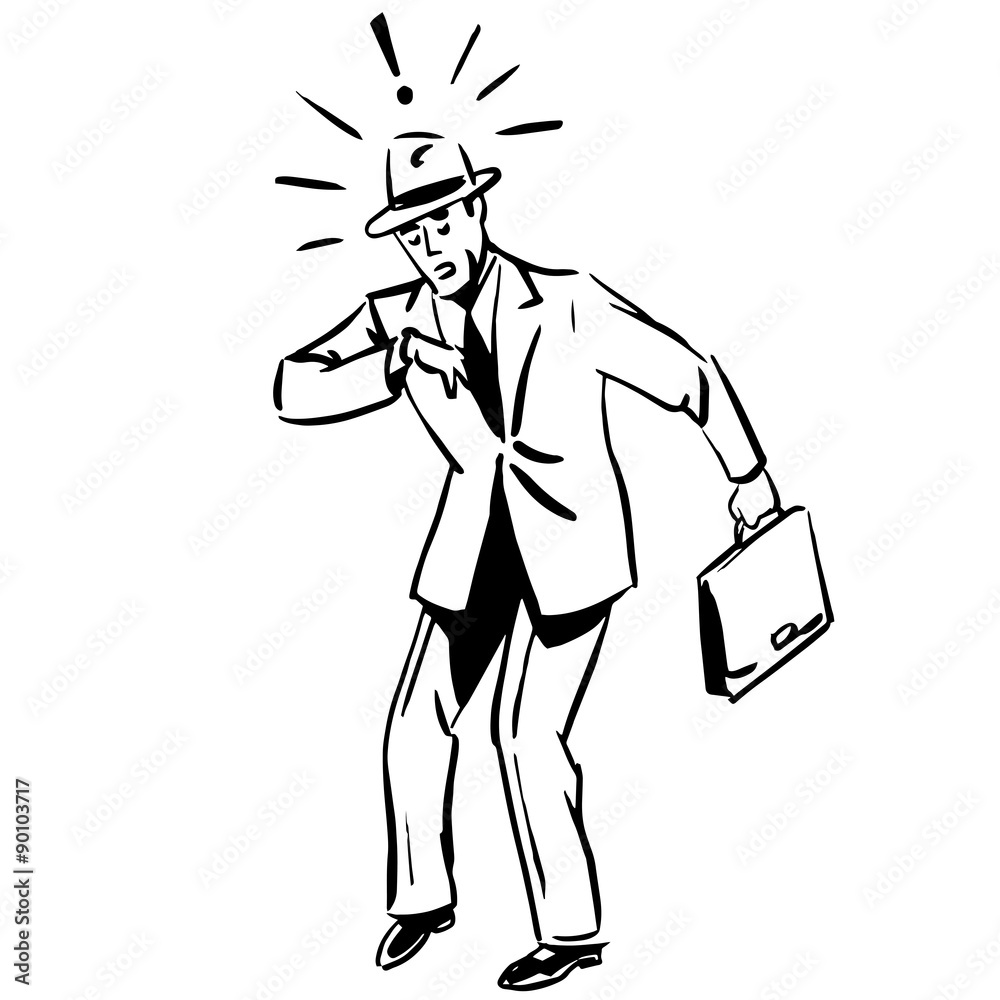 late businessman looking watch business concept