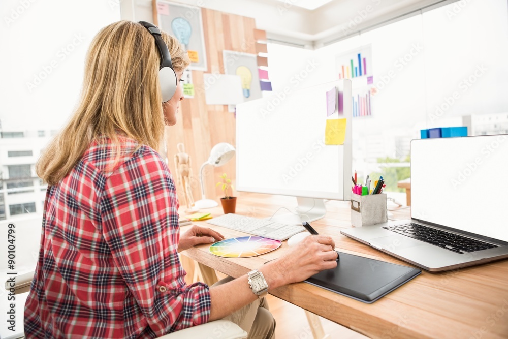 Casual designer working with digitizer