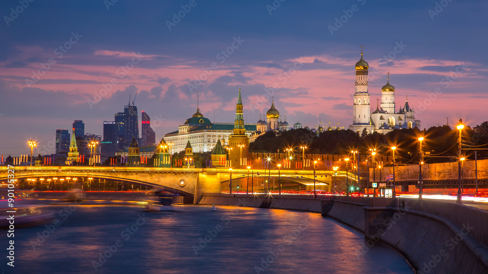 Moscow Kremlin in evening illumination