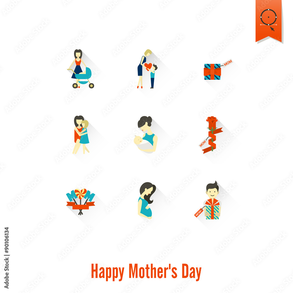 Fototapeta premium Happy Mothers Day Icons