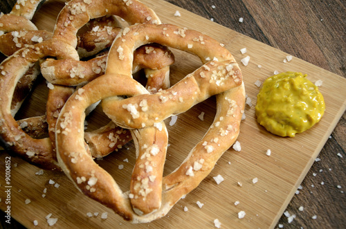 Canvas Print Bavarian German Pretzel Bar Snacks and Mustard