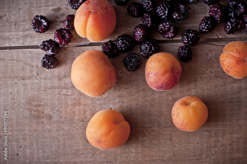 Apricots and blackberries