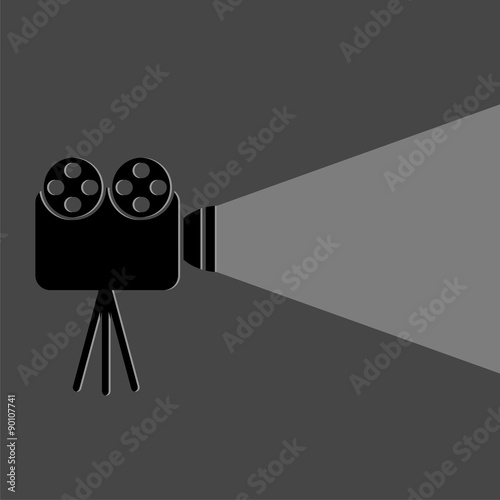 Cinema projector with ray of light (black and white)