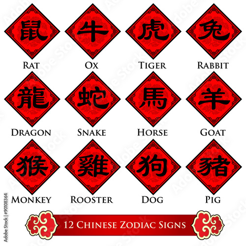 12 Chinese zodiac signs design