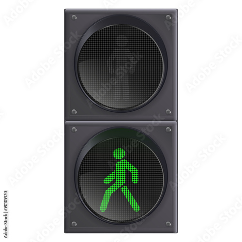 Pedestrian traffic light. With green light.