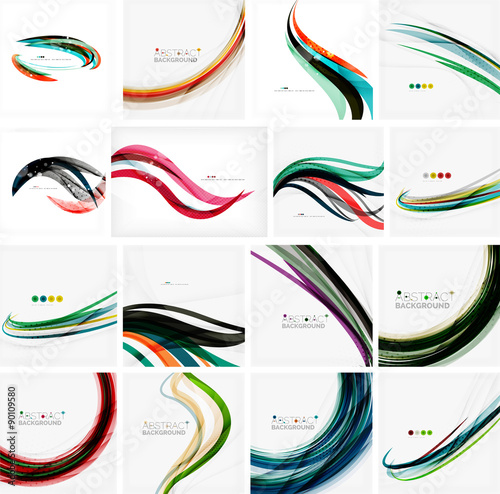 Set of abstract backgrounds. Circles, swirls and waves with