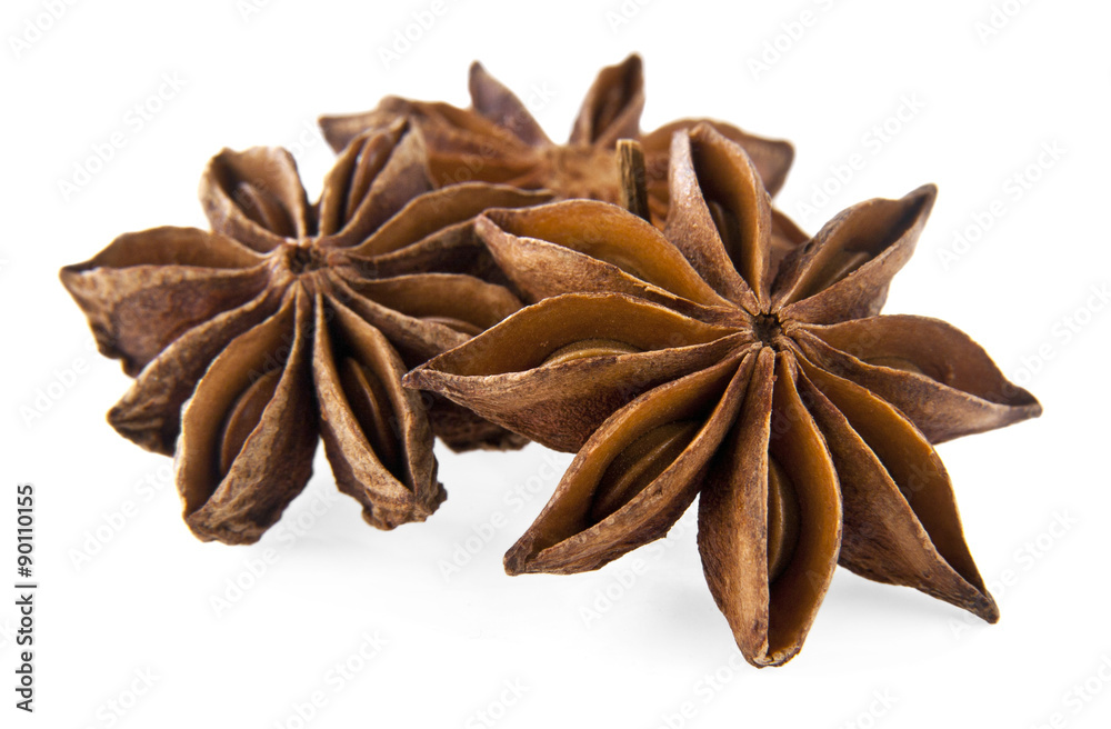 Star anise spice fruits and seeds