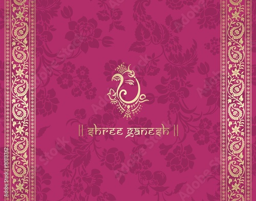 Ganesha, Hindu wedding card, royal Rajasthan, India