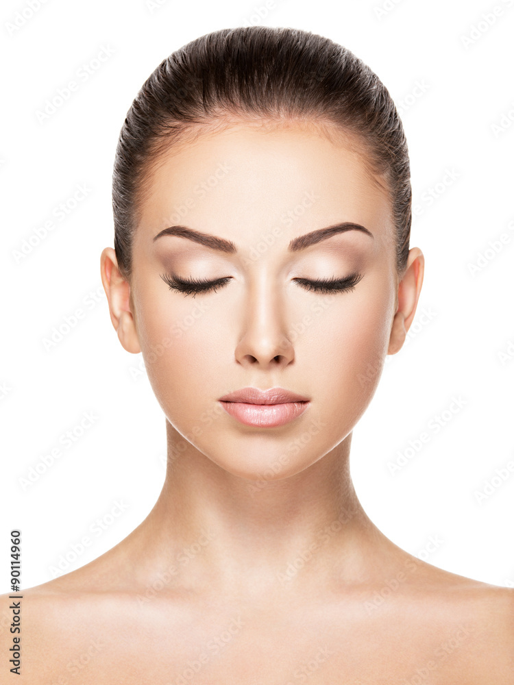Beautiful face of young woman with closed eyes Beautiful face of young woman with closed eyes