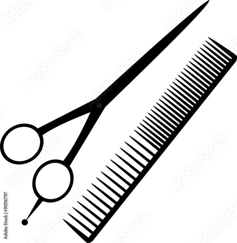 vector icon hairdressing scissors comb,  sign
