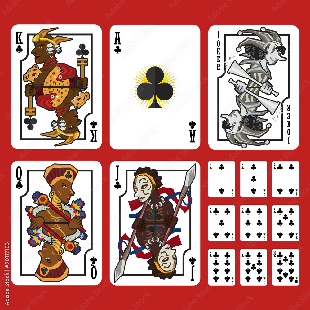 Club Suit Playing Cards Full Set, include King Queen Jack and Ace of Club