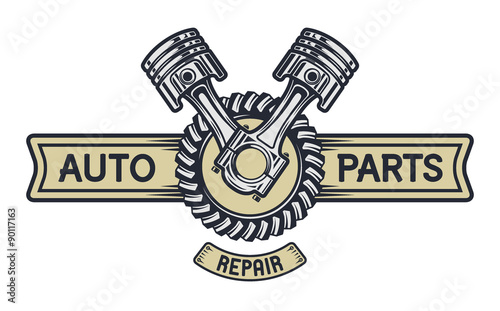 Repair service emblem, signboard.