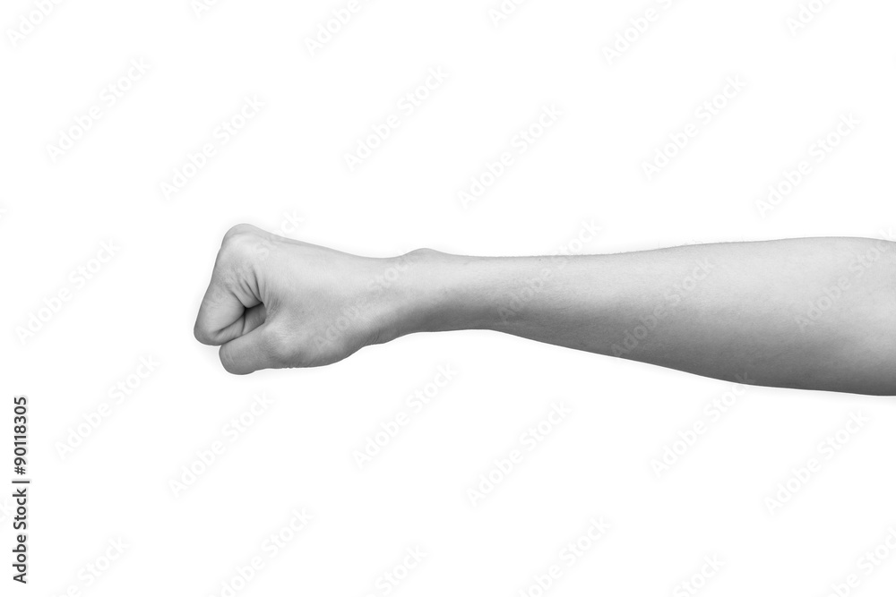 BW tone of The hands are punching isolated on white background. BW tone of The hands are punching isolated on white background.