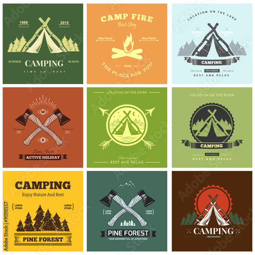 Camping  retro vector logo