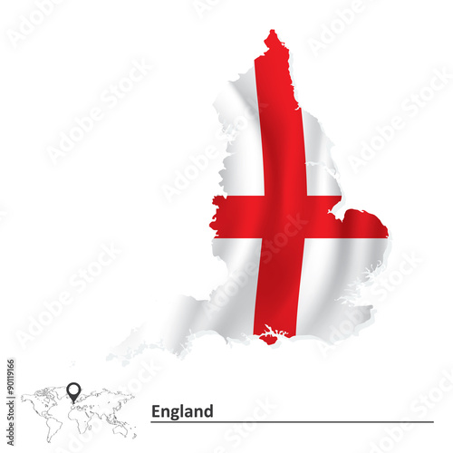 Map of England with flag photo