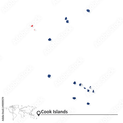Map of Cook Islands with flag