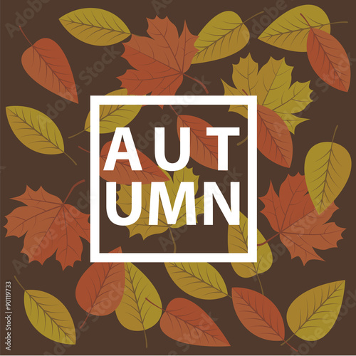 Cuadro en lienzo Autumn Background with Orange and Red Leaves
