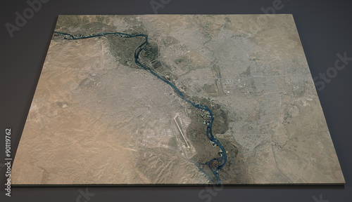 Mosul, vista satellitare, sezione 3d, Iraq photo