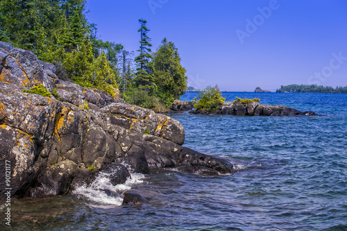 Lake Superior Shoreline, Isle Royale National Park, Michigan, USA.