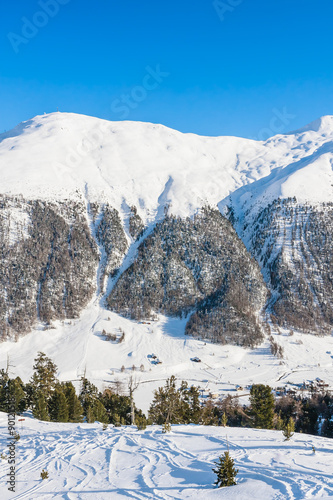 View of skiing resort in Alps. Livigno, Italy photo