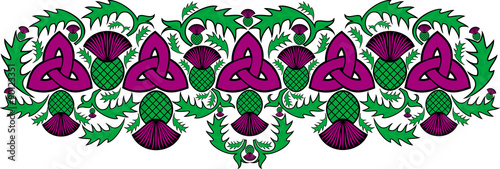 vector celtic border with flowers of the thistle