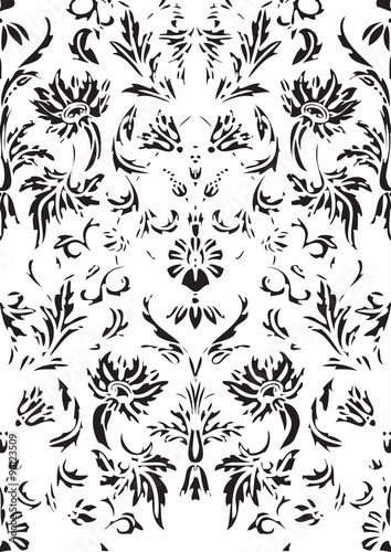 Seamless floral damask background vector