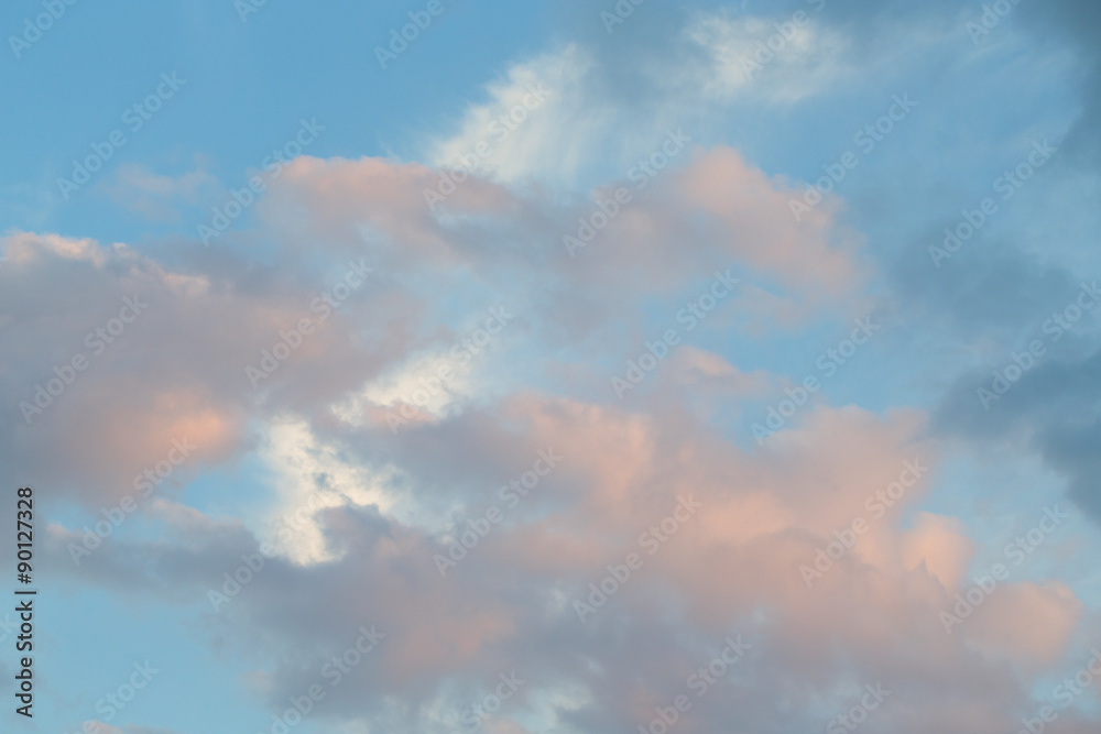 Fototapeta premium beautiful sunset clouds in the blue sky