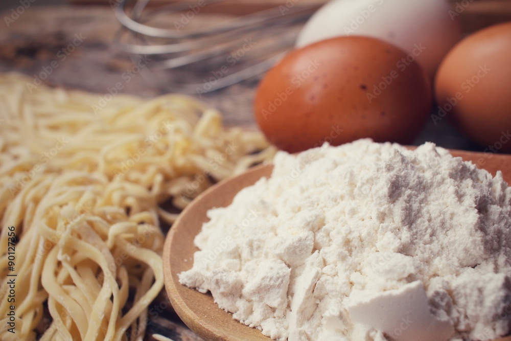 Making noodle with eggs and wheat flour Making noodle with eggs and wheat flour