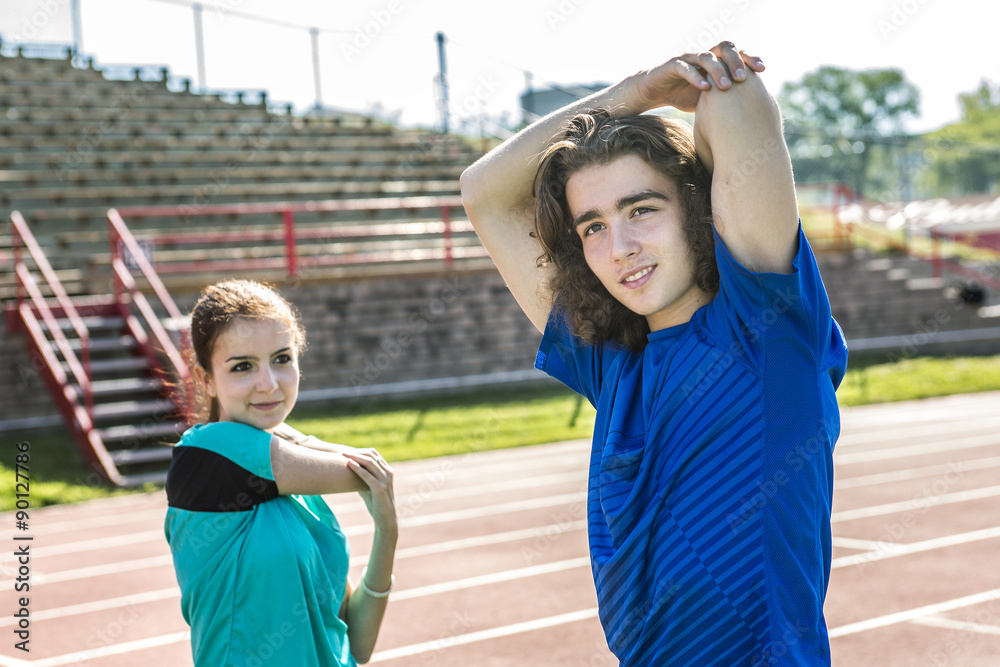 Happy teen doing training workout and sport activity