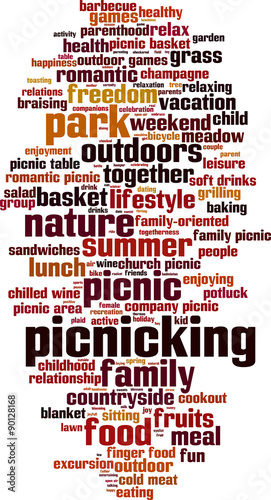 Picnicking word cloud concept. Vector illustration