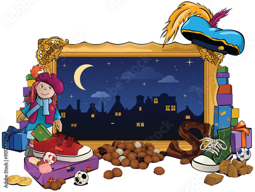 Sinterklaas lijst met snoepgoed en cadeaus.