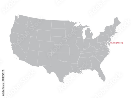 vector map of United States with indication of Rhode Island