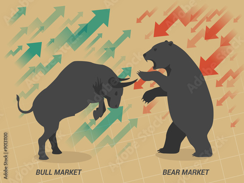 Stock market concept bull and bear