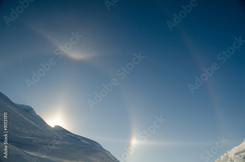 Sun dogs and Halo. Antarctica