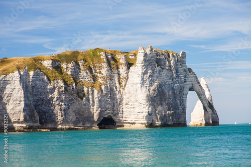 Etretat cliff, natural arch Normandy, France, Europe.