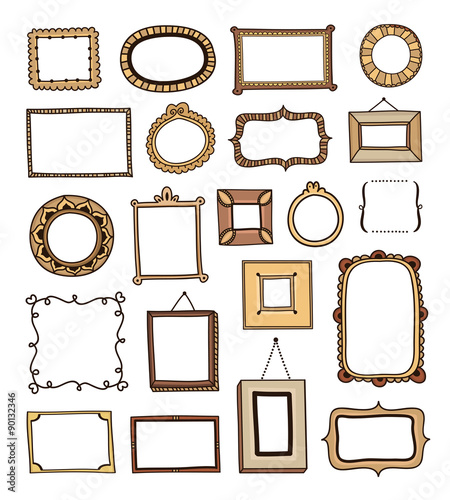 Hand drawn vintage frames made in vector outline