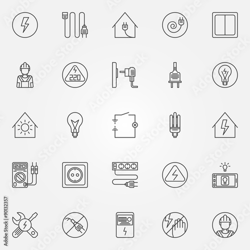 Electricity icons set