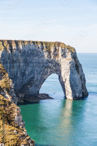 Etretat cliff, natural arch Normandy, France, Europe.