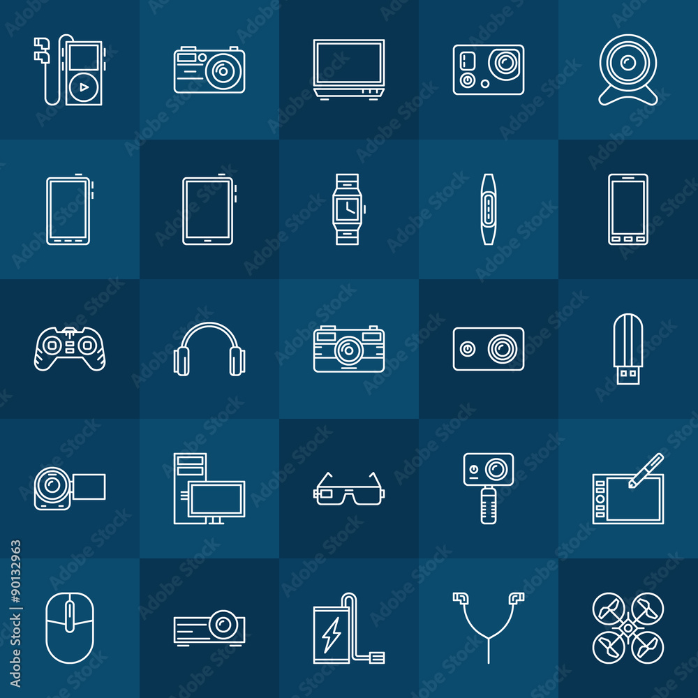 Gadgets linear icons Gadgets linear icons