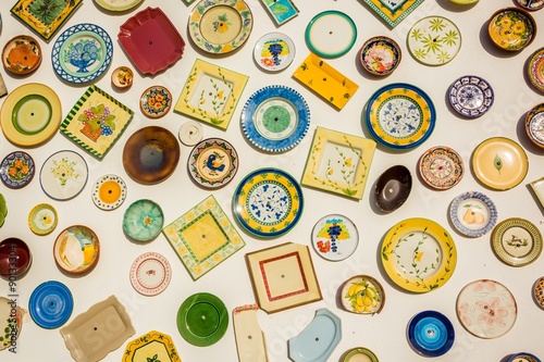 colorful painted porcelain in portugal